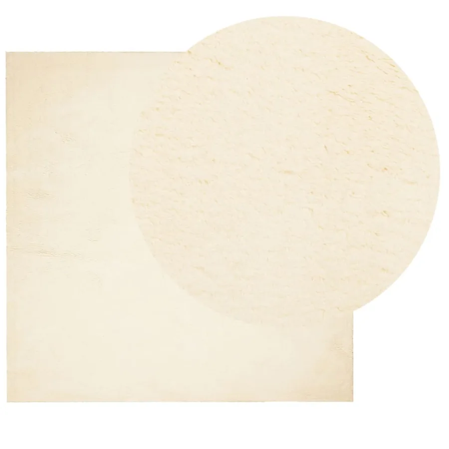 Tapis HUARTE à poils courts doux et lavable crème 120x120 cm - 3