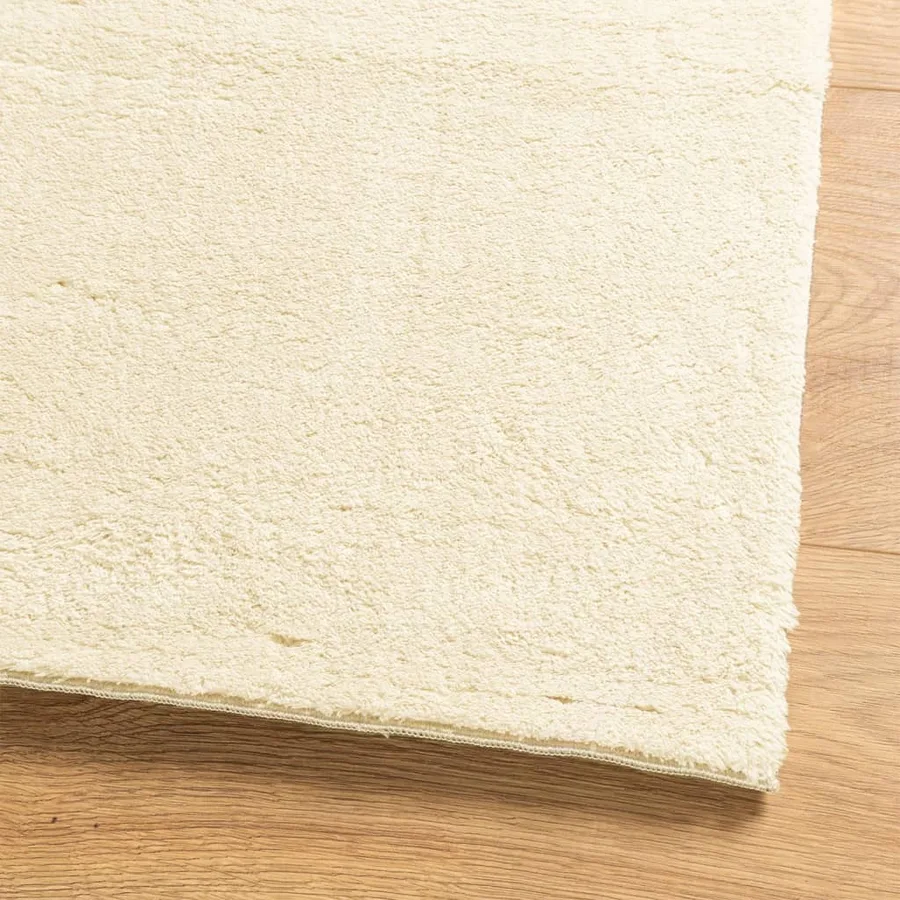 Tapis HUARTE à poils courts doux et lavable crème 120x120 cm - 4