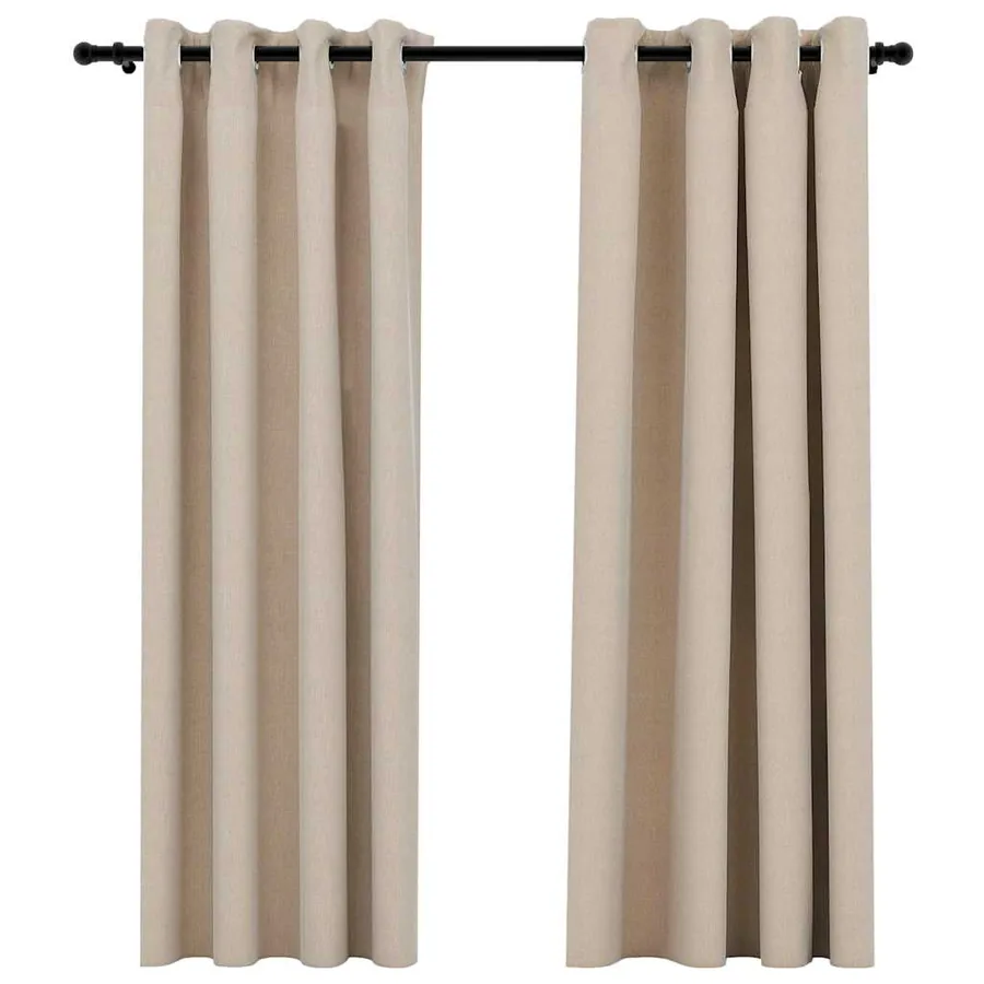 Rideaux occultants aspect lin avec œillets 2pcs beige 140x175cm - 2