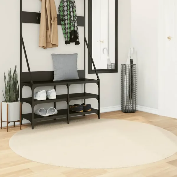 Tapis HUARTE à poils courts doux et lavable crème Ø 160 cm