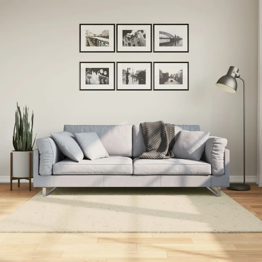 Tapis HUARTE à poils courts doux et lavable crème 160x160 cm