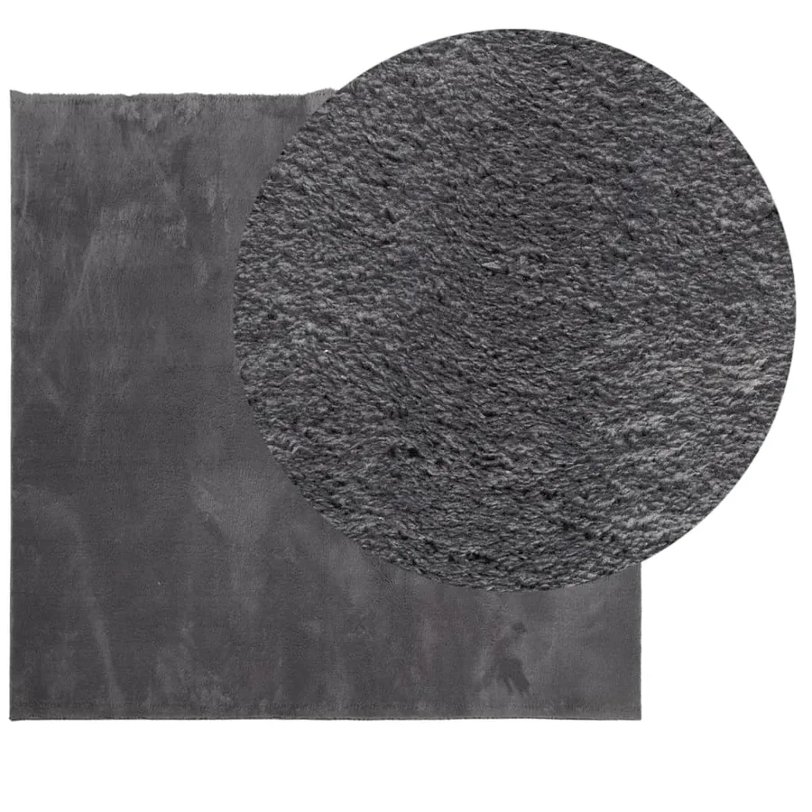 Tapis HUARTE à poils courts doux lavable anthracite 160x160 cm - 3