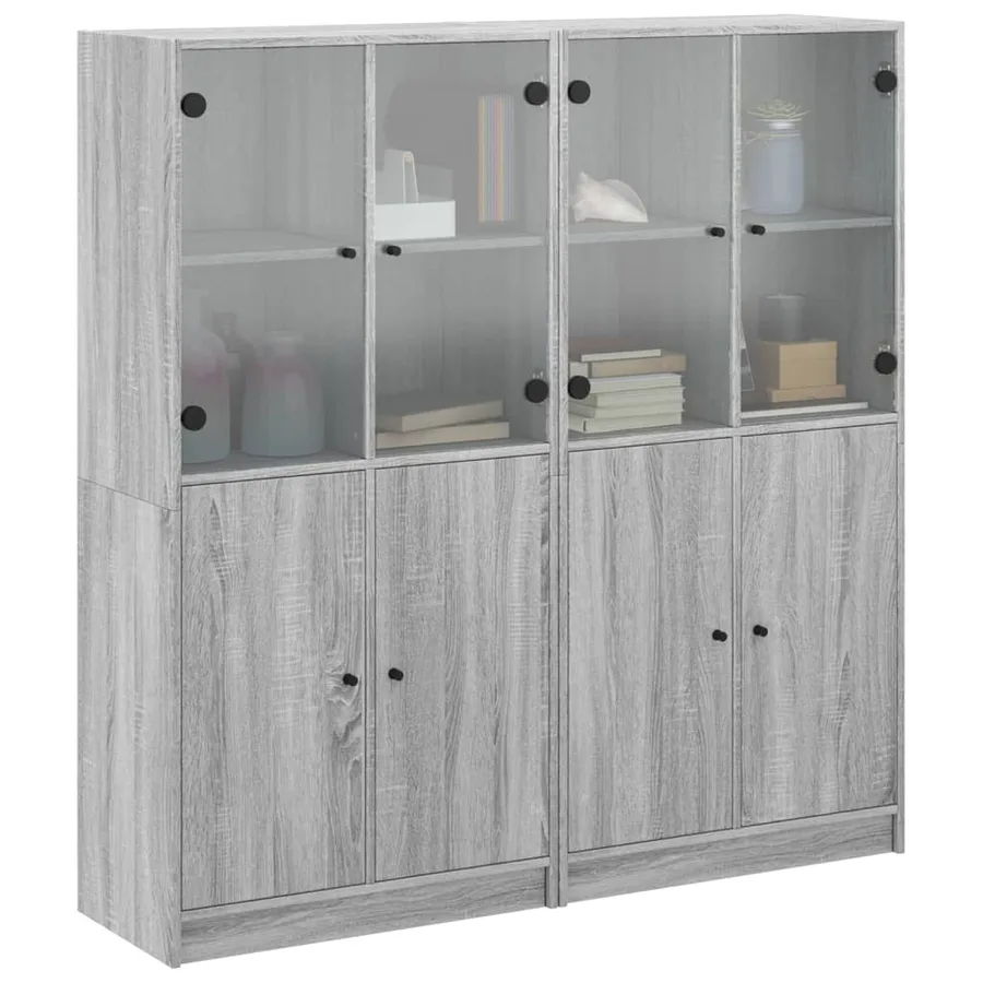 Bibliothèque avec portes sonoma gris 136x37x142 cm - 5