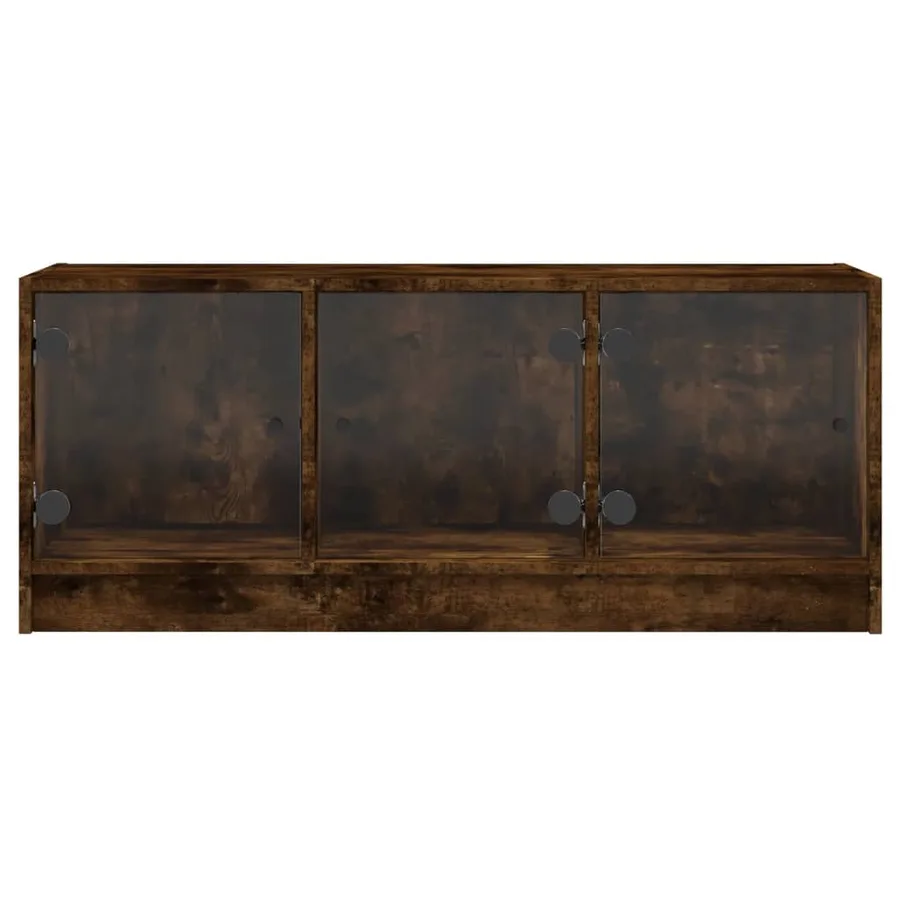 Meuble TV avec portes en verre chêne fumé 102x37x42 cm - 6