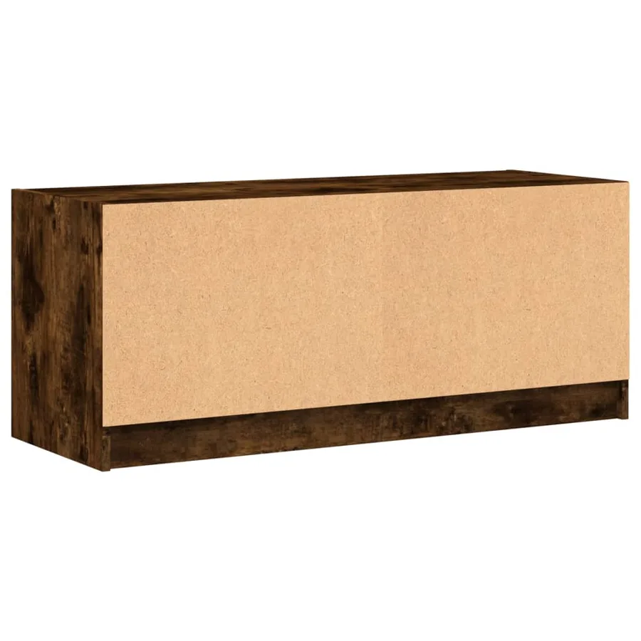 Meuble TV avec portes en verre chêne fumé 102x37x42 cm - 8