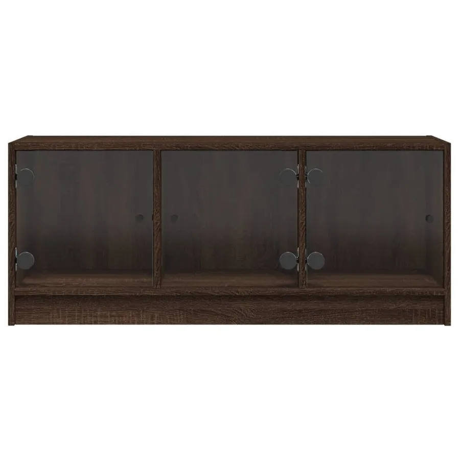 Meuble TV avec portes en verre chêne marron 102x37x42 cm - 6