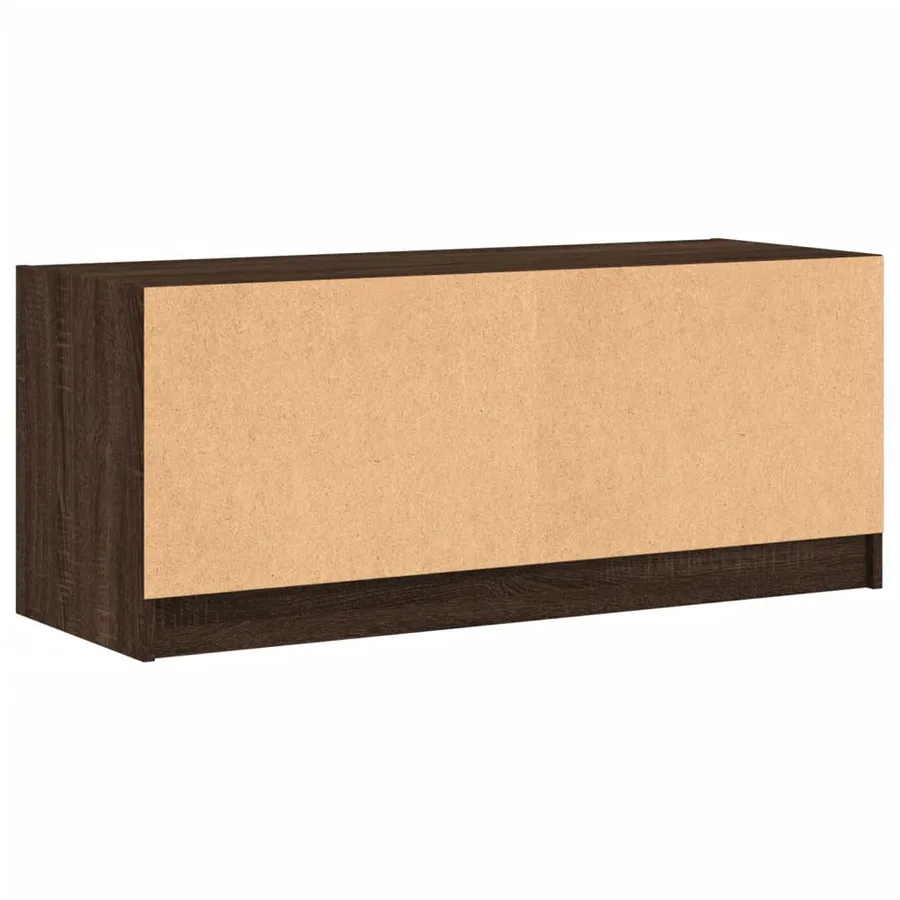 Meuble TV avec portes en verre chêne marron 102x37x42 cm - 8