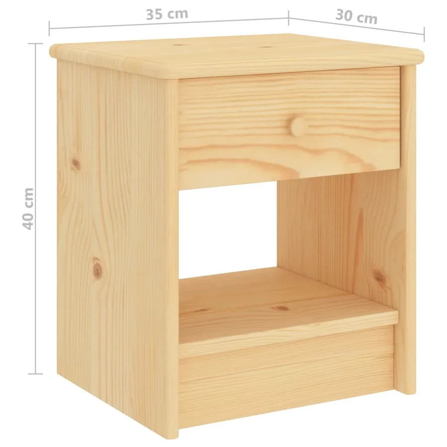 Table de chevet naturel 35x30x40 cm bois de pin massif - 6