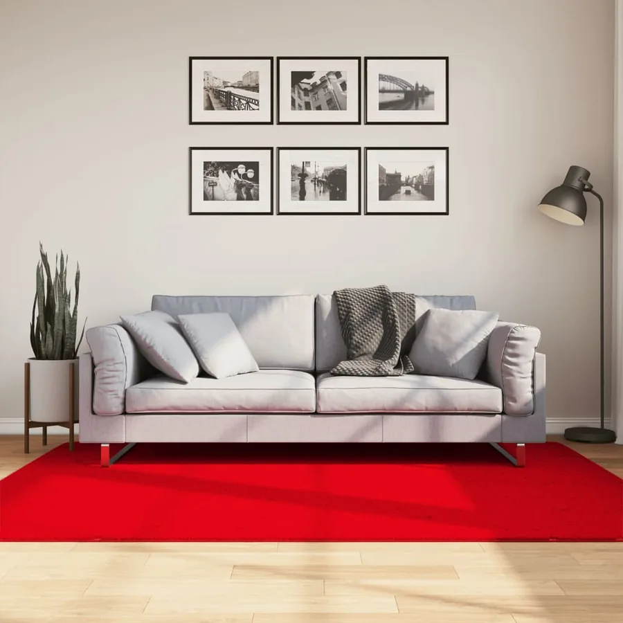 Tapis HUARTE à poils courts doux et lavable rouge 140x200 cm