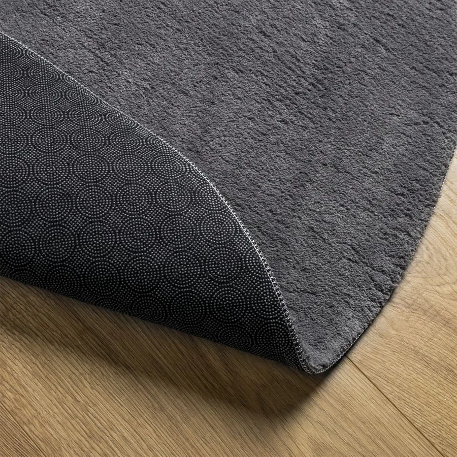 Tapis HUARTE à poils courts doux et lavable anthracite Ø 100 cm - 5
