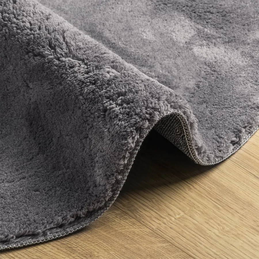 Tapis HUARTE à poils courts doux et lavable anthracite Ø 100 cm - 6