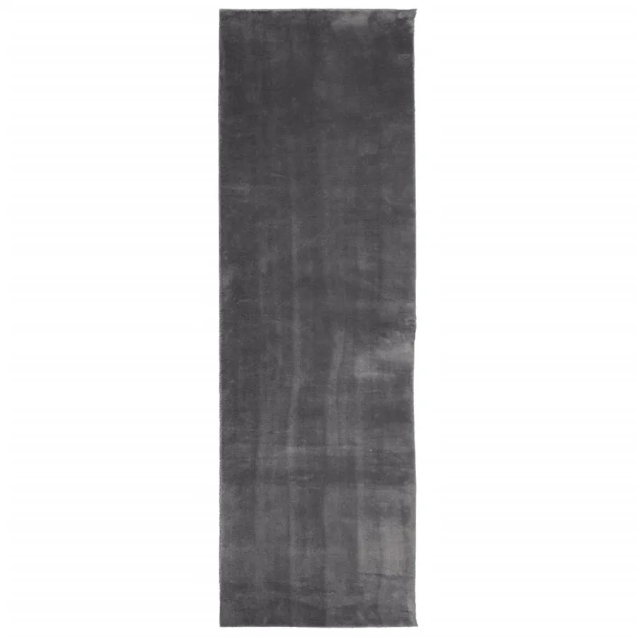 Tapis HUARTE à poils courts doux et lavable anthracite 80x250cm - 2