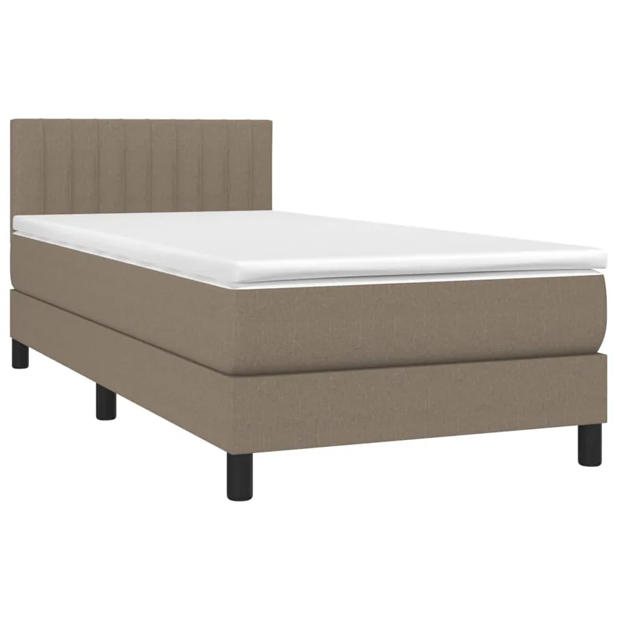 Sommier à lattes de lit avec matelas LED Taupe 90x200 cm Tissu - 3