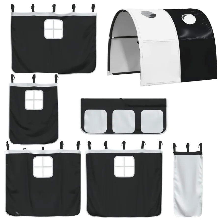 Rideaux pour lit mezzanine avec tunnel blanc et noir polyester - 3