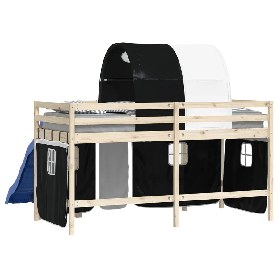 Rideaux pour lit mezzanine avec tunnel blanc et noir polyester - 7