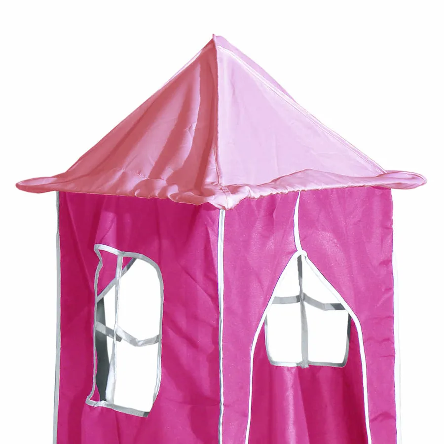 Rideaux pour lit mezzanine avec tunnel et tour rose - 19