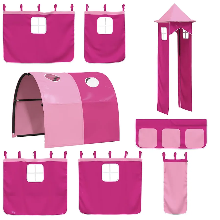 Rideaux pour lit mezzanine avec tunnel et tour rose - 3