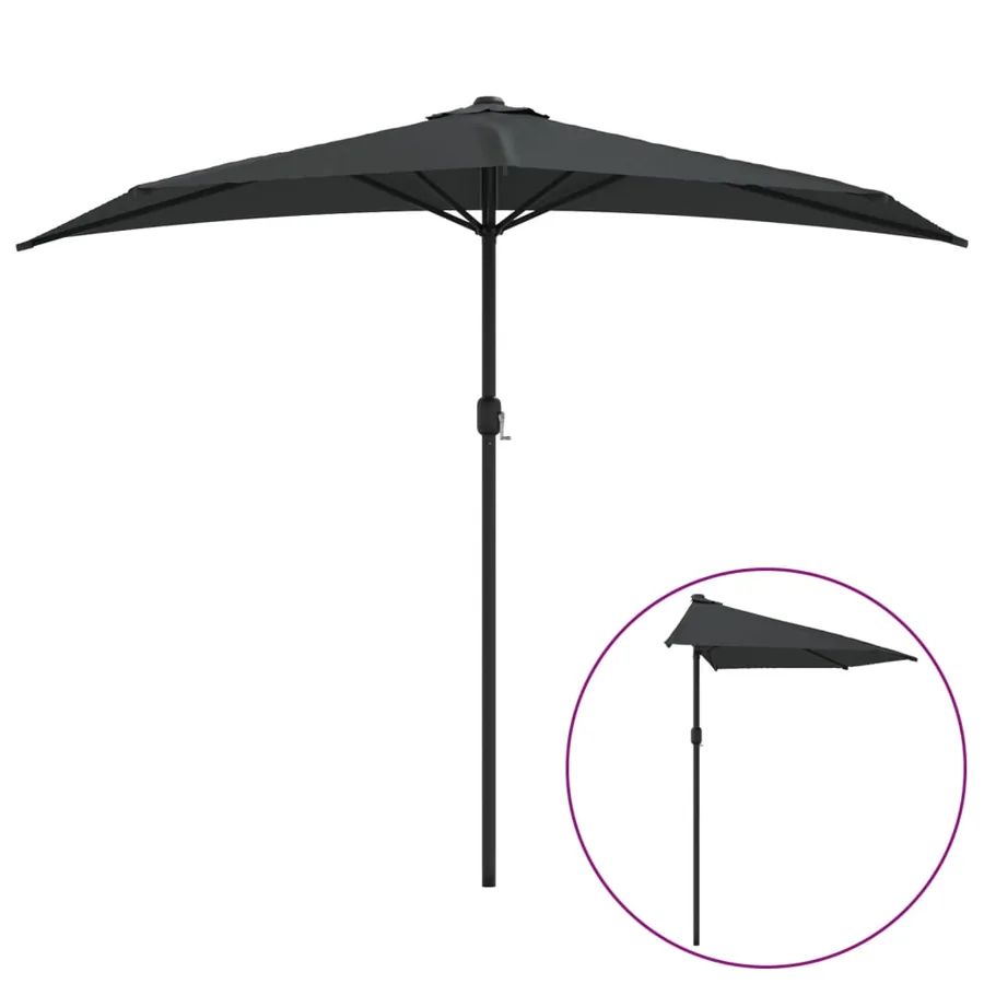 Parasol de balcon et mât en aluminium Anthracite 270x144cm Demi - 2