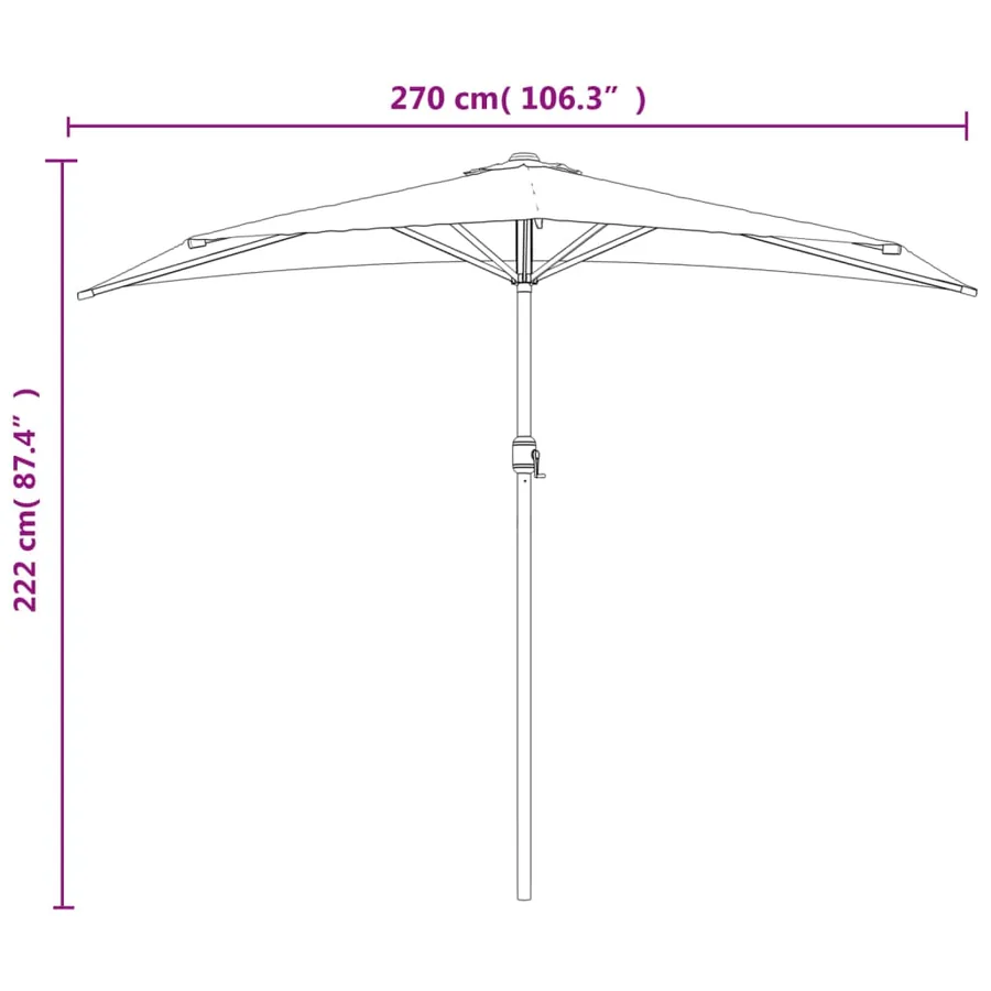 Parasol de balcon et mât en aluminium Anthracite 270x144cm Demi - 9