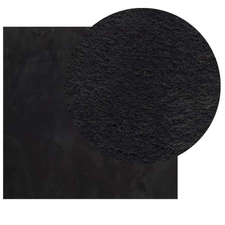 Tapis HUARTE à poils courts doux et lavable noir 200x200 cm - 3