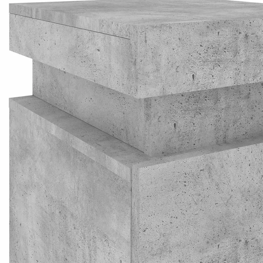 Tables de chevet avec lumières LED 2 pcs gris béton 35x39x55 cm - 11