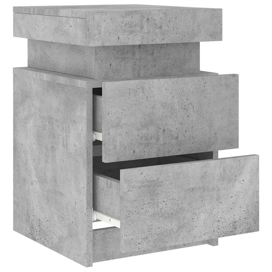 Tables de chevet avec lumières LED 2 pcs gris béton 35x39x55 cm - 7