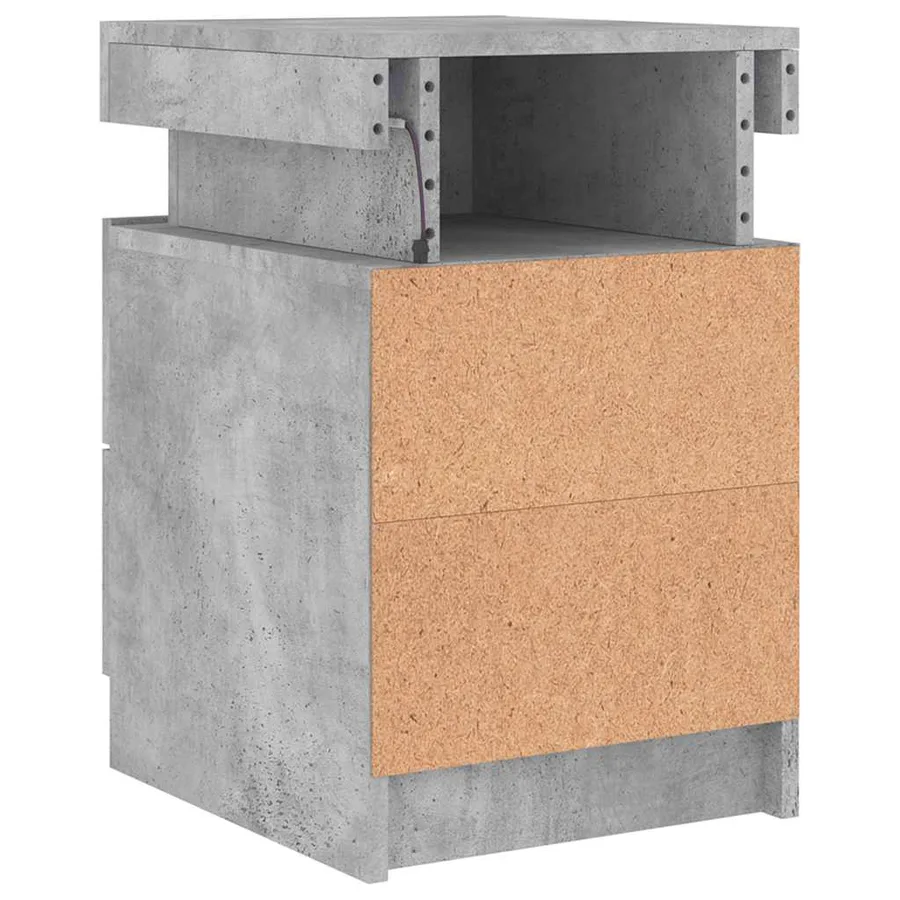 Tables de chevet avec lumières LED 2 pcs gris béton 35x39x55 cm - 9