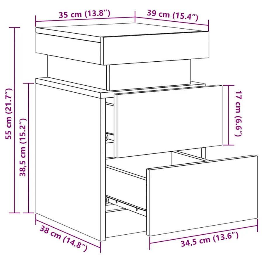 Table de chevet avec lumières LED blanc 35x39x55 cm - 16