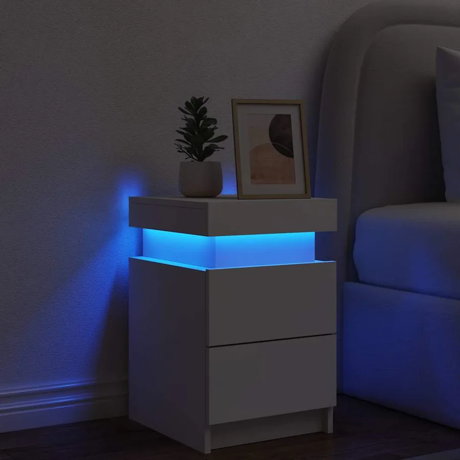 Table de chevet avec lumières LED blanc 35x39x55 cm - 4