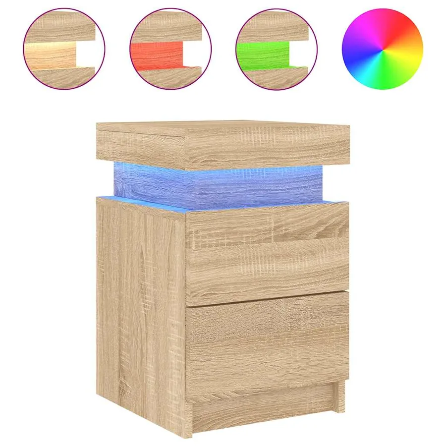 Tables de chevet et lumières LED 2 pcs chêne sonoma 35x39x55 cm - 6