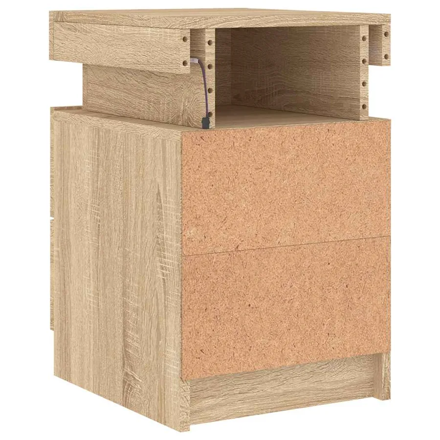 Tables de chevet et lumières LED 2 pcs chêne sonoma 35x39x55 cm - 9