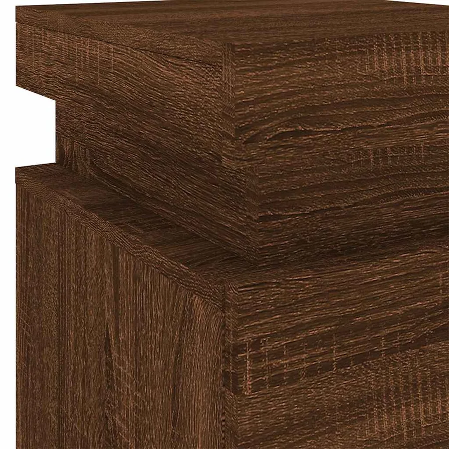 Table de chevet avec lumières LED chêne marron 35x39x55 cm - 8