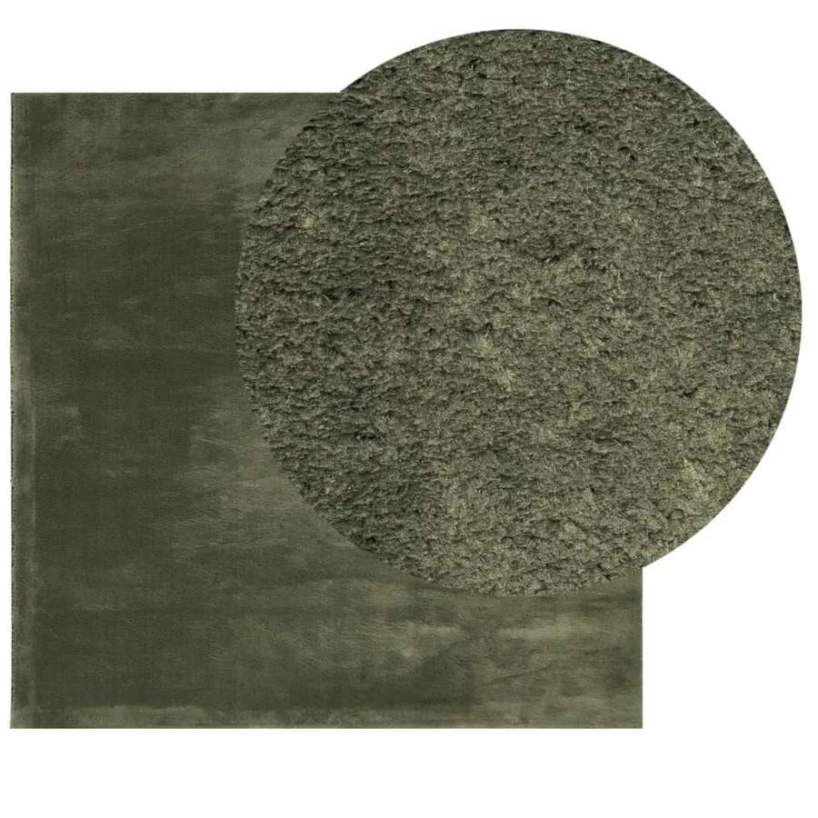 Tapis HUARTE à poils courts doux lavable vert forêt 120x120 cm - 3