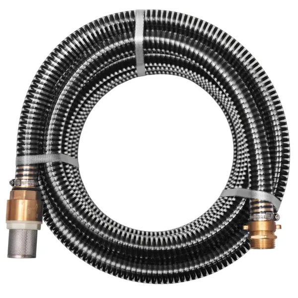 Tuyau d'aspiration avec raccords en laiton 3 m 25 mm Noir
