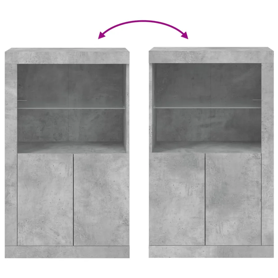 Armoire latérale avec lumières LED gris béton bois d'ingénierie - 10