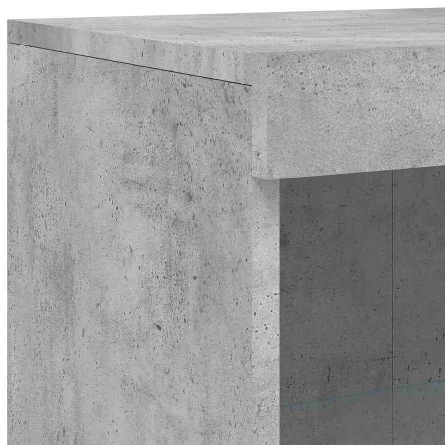 Armoire latérale avec lumières LED gris béton bois d'ingénierie - 11