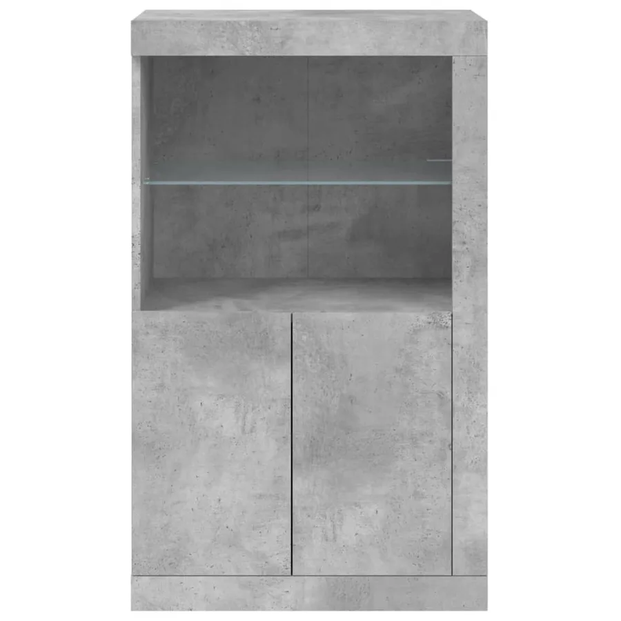Armoire latérale avec lumières LED gris béton bois d'ingénierie - 7