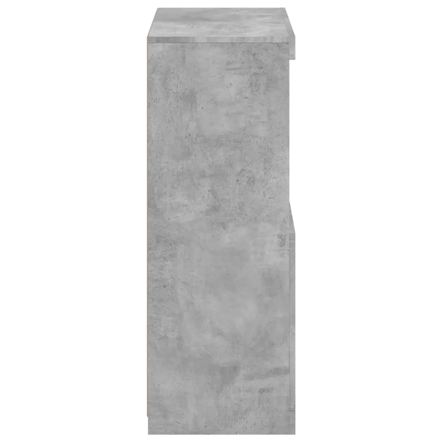 Armoire latérale avec lumières LED gris béton bois d'ingénierie - 8