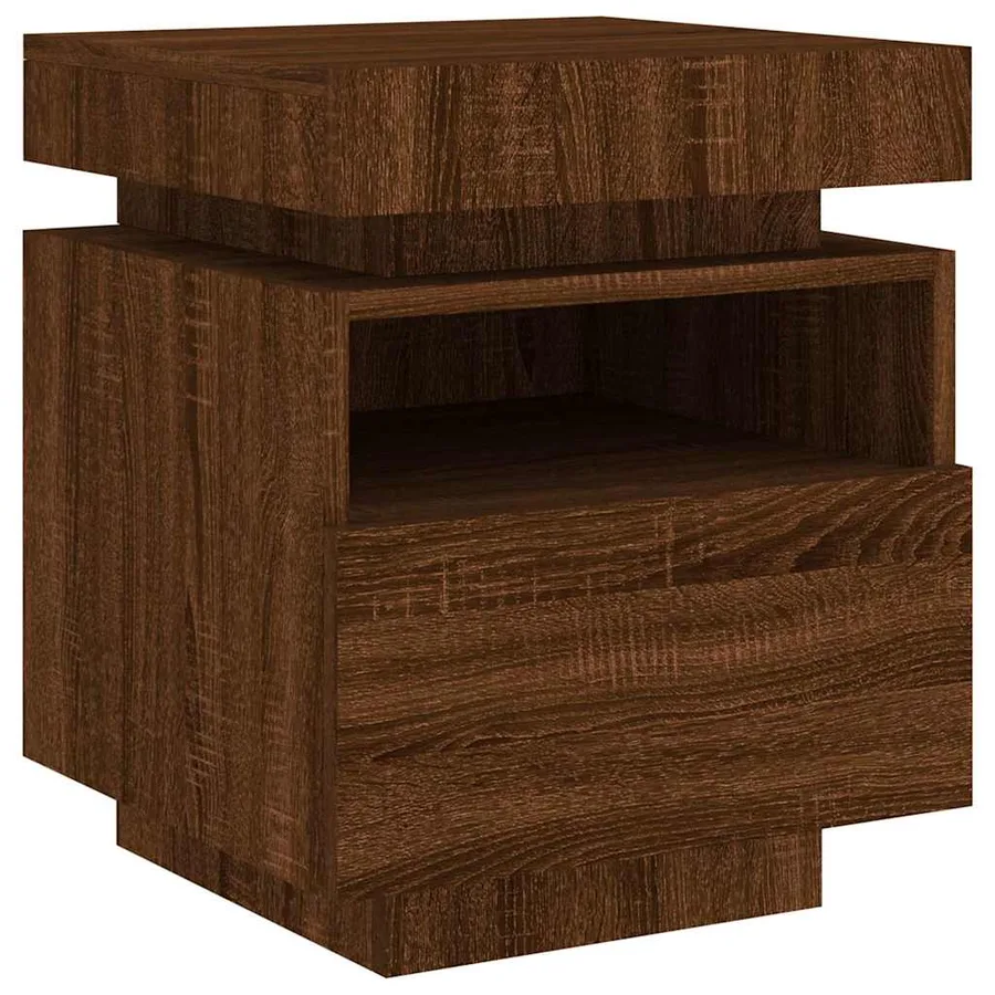 Armoire de chevet avec lumières LED chêne marron 40x39x48,5 cm - 4