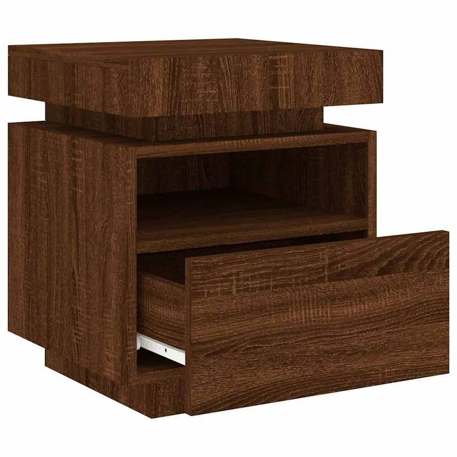 Armoire de chevet avec lumières LED chêne marron 40x39x48,5 cm - 5