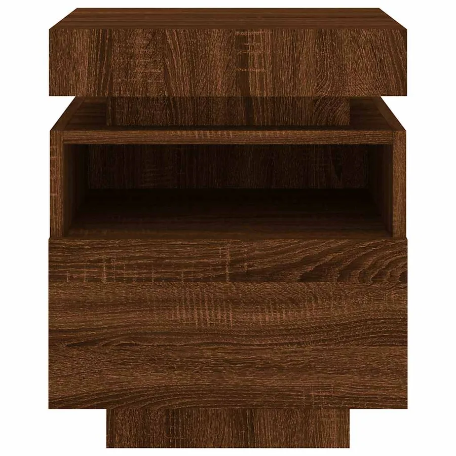 Armoire de chevet avec lumières LED chêne marron 40x39x48,5 cm - 6