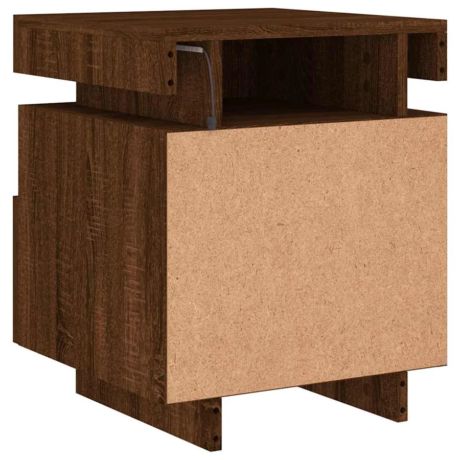 Armoire de chevet avec lumières LED chêne marron 40x39x48,5 cm - 7