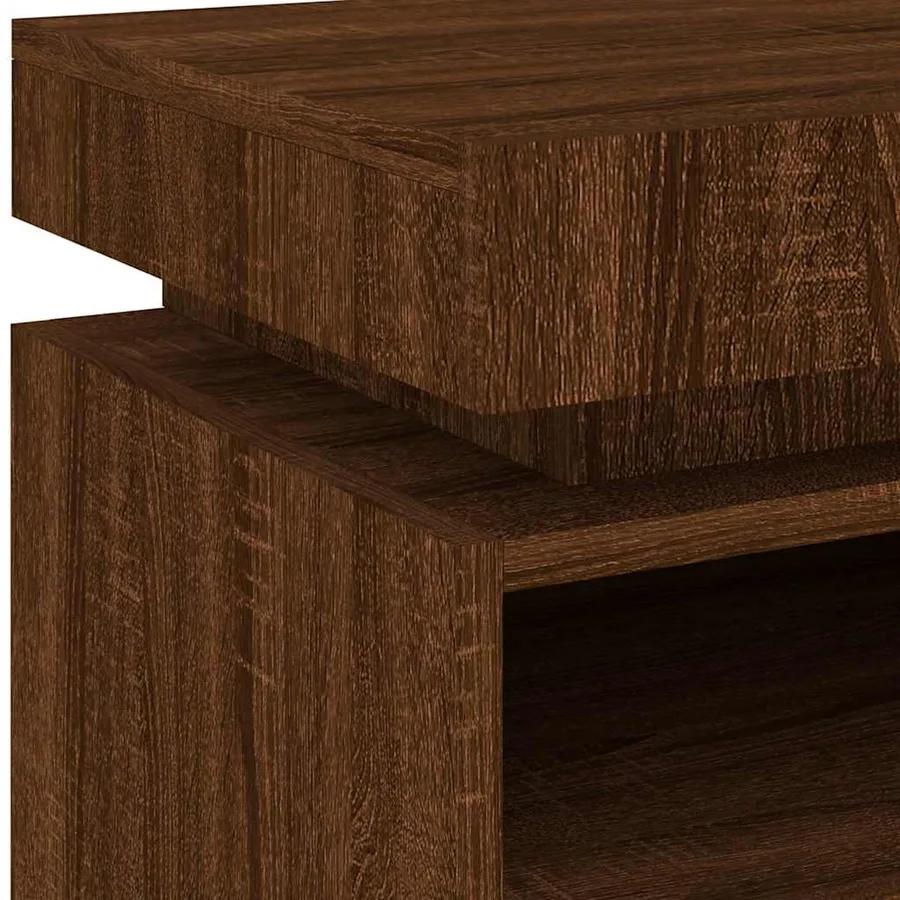 Armoire de chevet avec lumières LED chêne marron 40x39x48,5 cm - 9