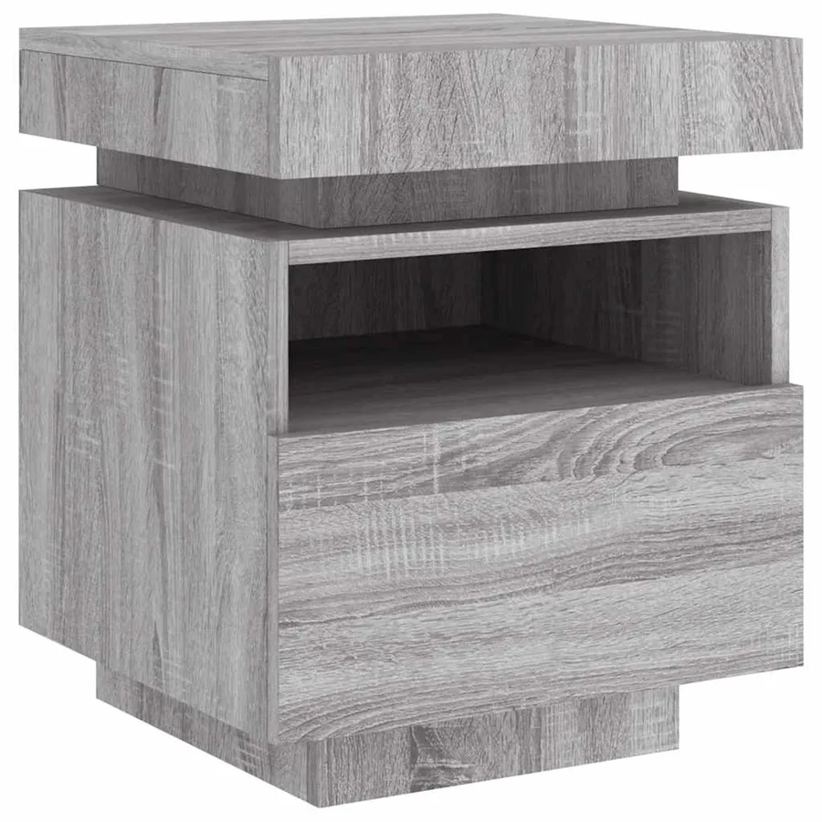 Armoire de chevet avec lumières LED sonoma gris 40x39x48,5 cm - 4