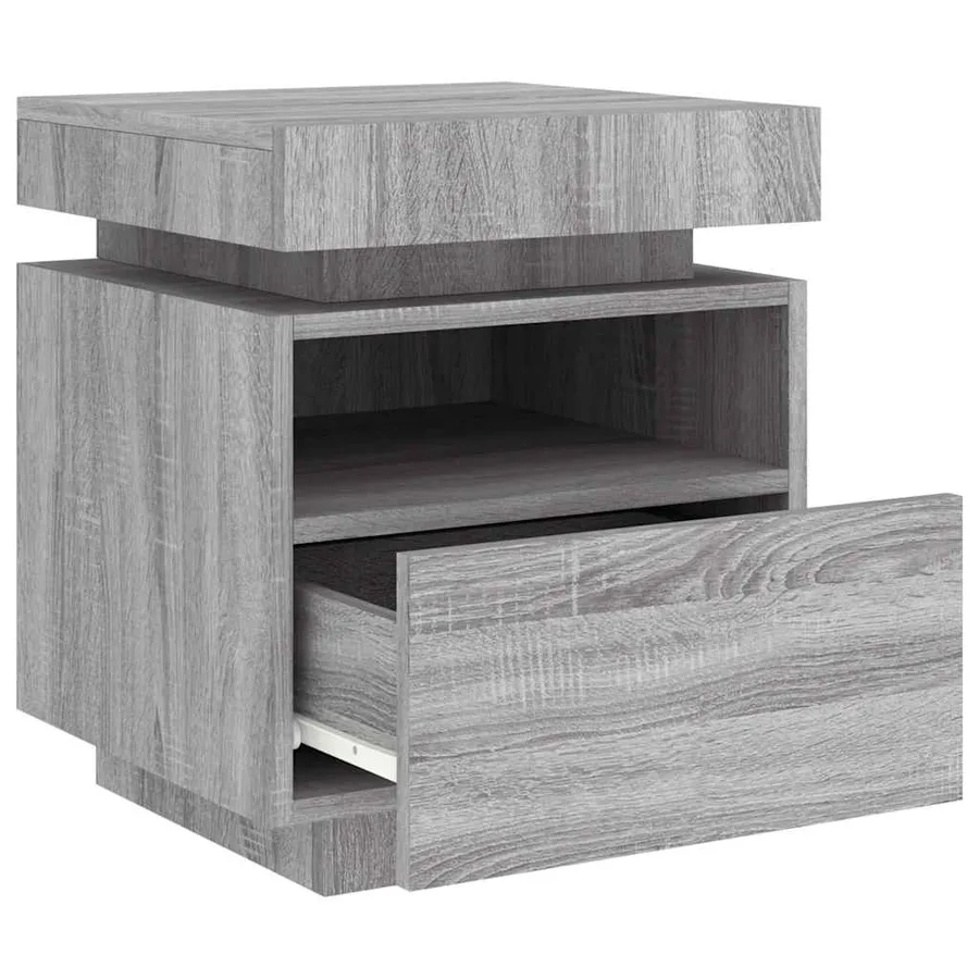 Armoire de chevet avec lumières LED sonoma gris 40x39x48,5 cm - 5