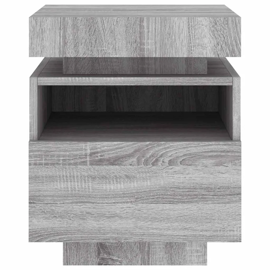 Armoire de chevet avec lumières LED sonoma gris 40x39x48,5 cm - 6