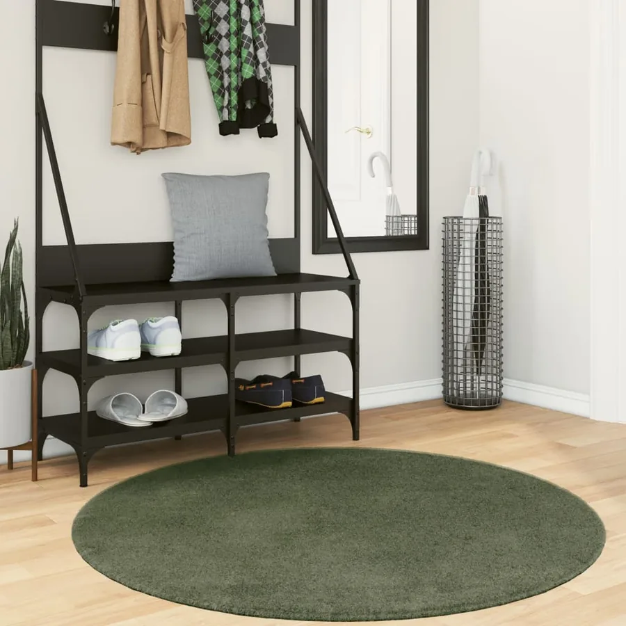 Tapis HUARTE à poils courts doux et lavable vert forêt Ø 120 cm
