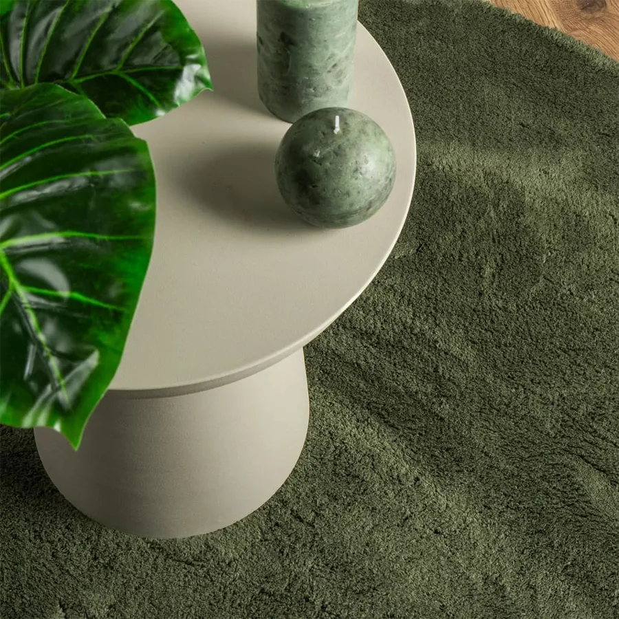 Tapis HUARTE à poils courts doux et lavable vert forêt Ø 120 cm - 7