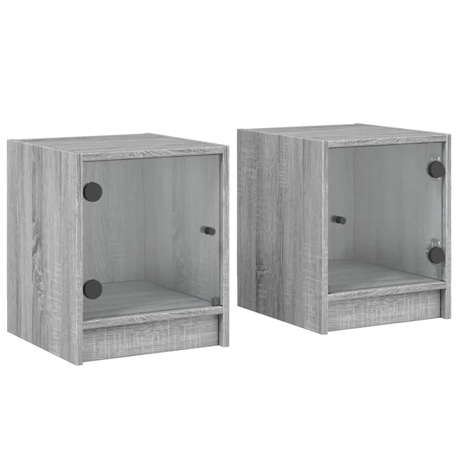 Tables de chevet et portes vitrées 2pcs sonoma gris 35x37x42cm - 2