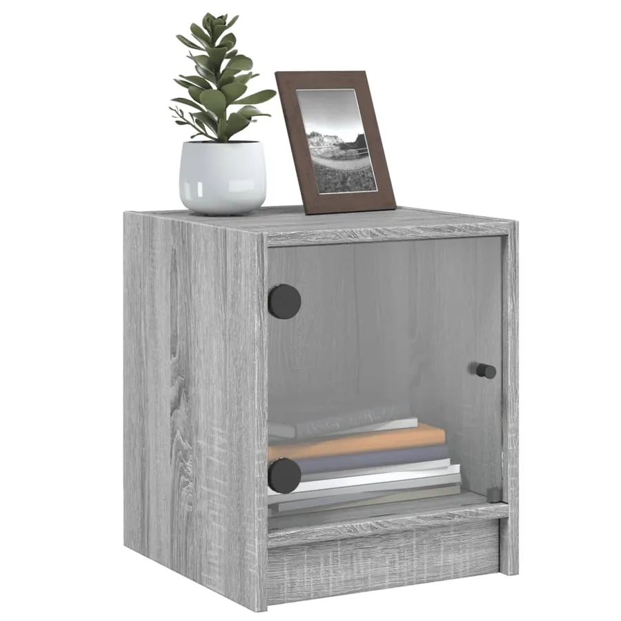 Tables de chevet et portes vitrées 2pcs sonoma gris 35x37x42cm - 4